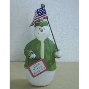 Sandi gore evans snowman ornament patriotic 4th of July God bless America 4.5"